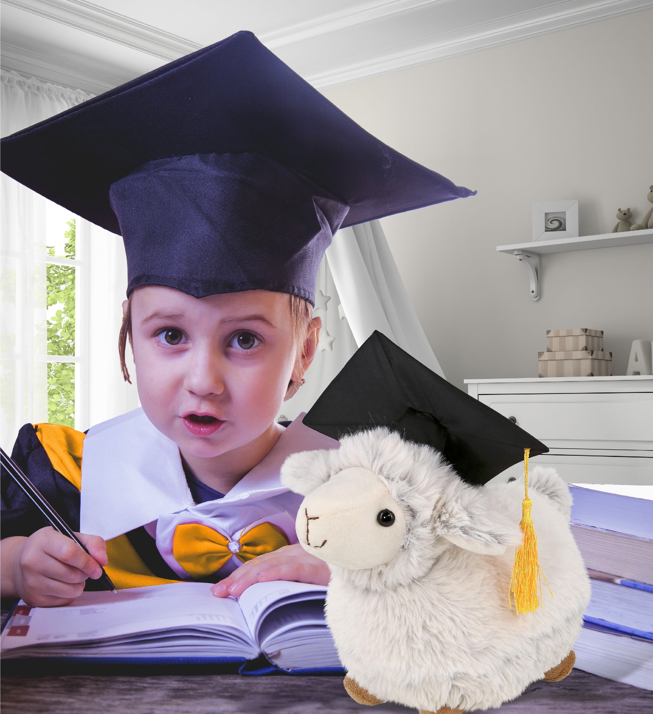 DolliBu Sheep Graduation Plush Toy - Soft Huggable Graduation Stuffed Animal Dress Up with Graduation Cap with Tassel Outfit - Cute Congratulatory Graduation Gift - 11.5 Inches
