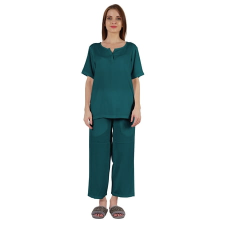 

Inkmeso Short Sleeve Nightwear Pajama Set For Women Henley T-Shirt & Pajama Sleepwear Set