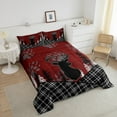 thumbnail image 3 of Woodland Deer Quilt,Black White Buffalo Checked Plaid Grid Bedding Set Hunting Animal Comforter Set Full Vintage Lodge Cabin Duvet Insert,Country Red Plank Rustic Home Decor, 3 of 5