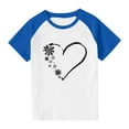 thumbnail image 4 of hengsof Children and Girls Clothing Love Printed Short Sleeve Round Neck Tops Color Block Tops, 4 of 8