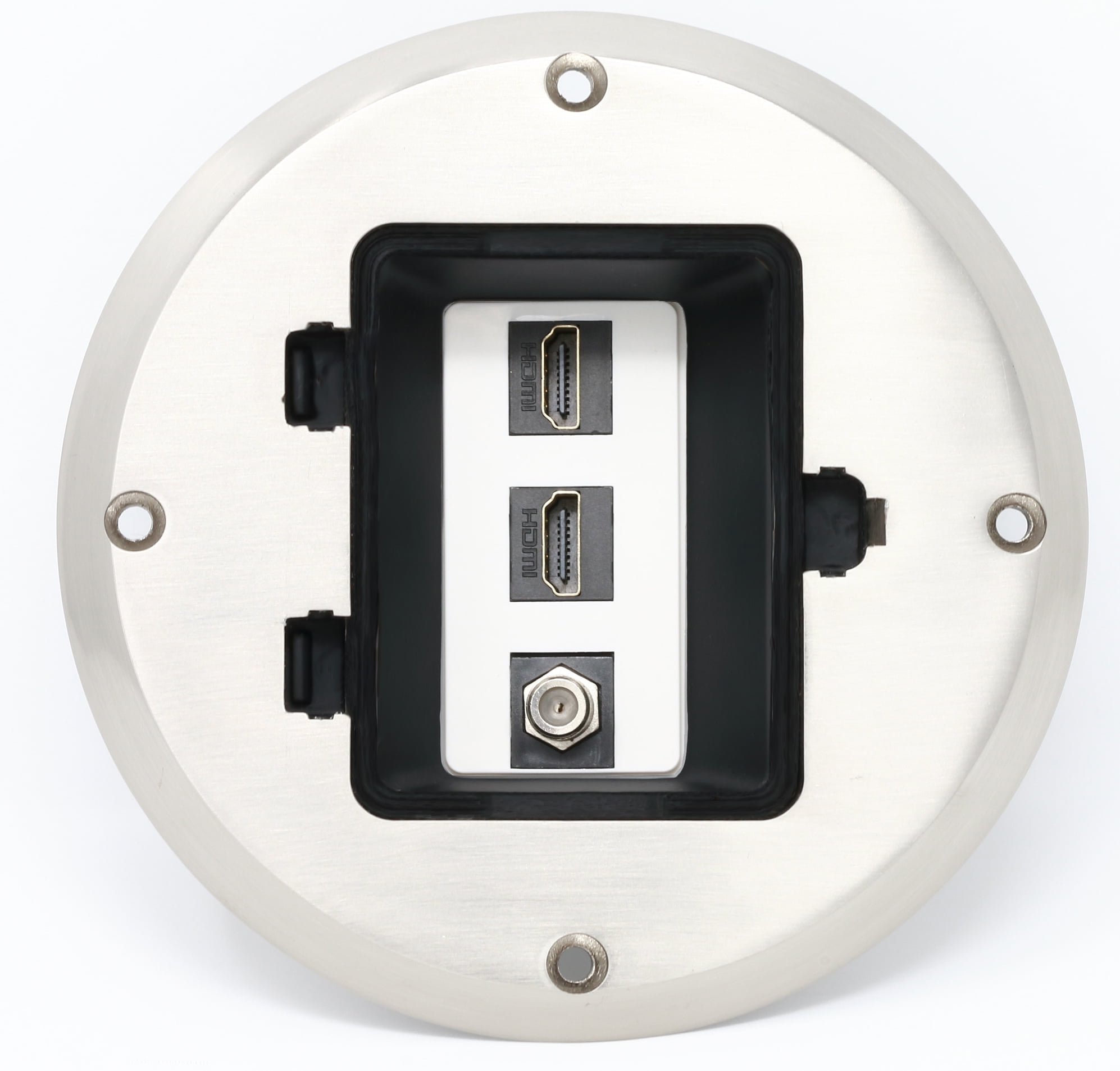 RiteAV 2 Port HDMI 1 Coax Cable TV FType Floor Box Stainless