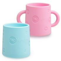 PopYum Silicone Training Cup 2-Pack for Baby and Toddler, tumbler (orchid pink, sky blue)