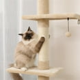thumbnail image 6 of Demi Bonn Cat Tree Tower Interactive Adjustable 90"-108" Tall, 5-Tier Floor to Ceiling Cat Tower for Indoor Cats, Beige, 6 of 10