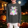 thumbnail image 2 of KPOPLK Halloween Shirts for Kids Boys Girls Ghost Tshirt Long Sleeve Funny Tee Tops Toddler Halloween Tshirt(11-12 Years,Grey), 2 of 5