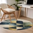 thumbnail image 4 of Round Rugs 3Ft, Navy Blue Yellow Geometric Round Area Rug Washable Indoor Throw Carpet, Modern Abstract Art Small Non Slip Circle Rug for Bedroom Living Room Home Decor Aesthetic, 4 of 8