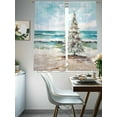 thumbnail image 4 of Coastal Christmas Tree Sheer Curtains 63 Inch Length 2 Panels Set for Living Room/Bedroom, Modern Oil Painting Beach Xmas Tree Curtain Sheers Drapes Rod Pocket Curtains Window Treatment 52''x63''x2, 4 of 7