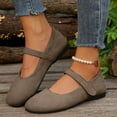 thumbnail image 2 of Women's Suede Ballet Flats Autumn Fashion Casual Wide Slip on Wedge Low Heel Mary Janes Walking Shoes, 2 of 6