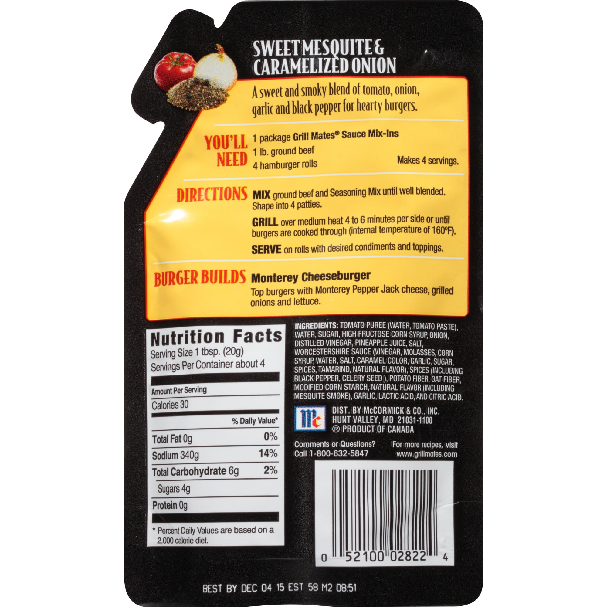 McCormick Grill Mates Sweet Mesquite & Caramelized Onions, 2.83 oz