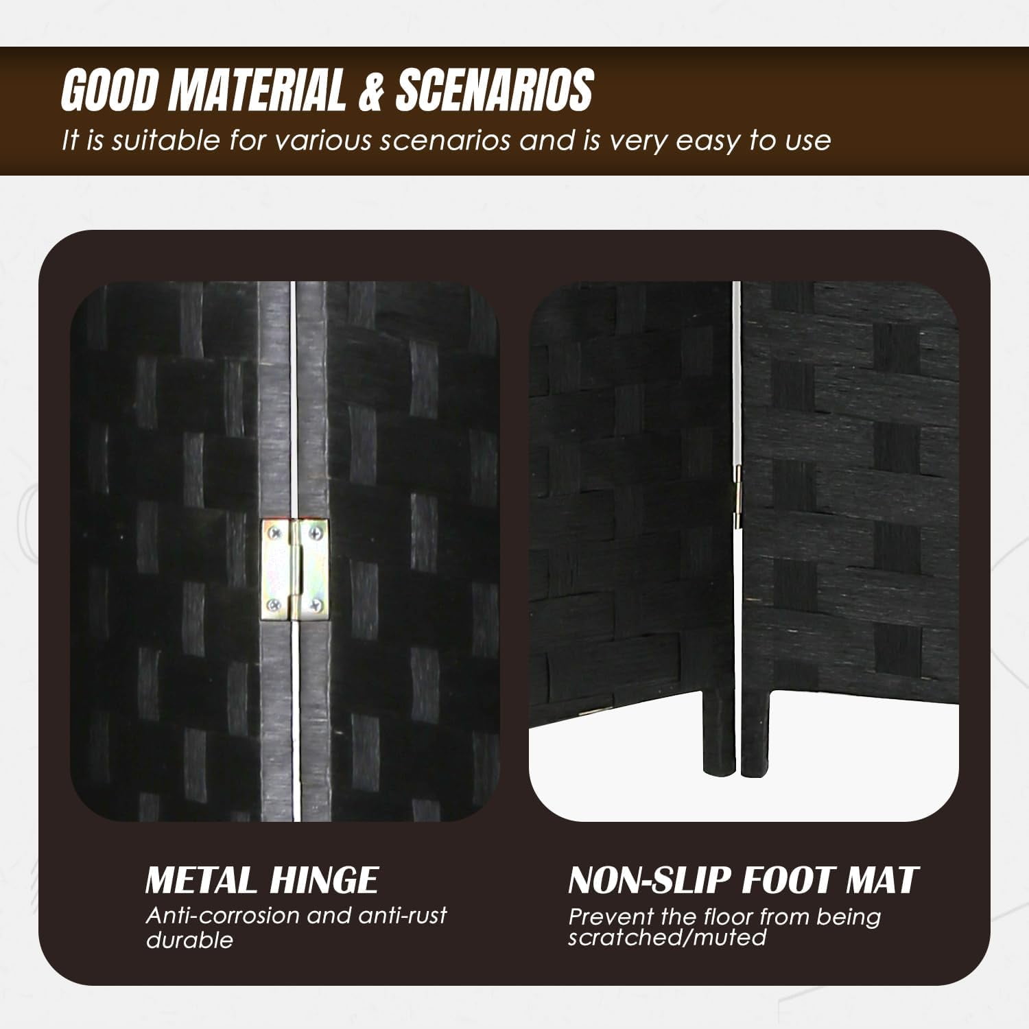 Room Dividers Folding Screens Privacy Screen Room Panel 4 Panel Partition Wall Tall Room Divider for Living Room Bedroom Study Portable Room Seperating Home Furniture Wall Dividers, Black