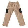 thumbnail image 5 of Men's Cargo Sweatpants Drawstring Colorblock Multi Pockets Loose Fit Joggers Trouser Pants for Men Fall Winter (2XL, Khaki), 5 of 7