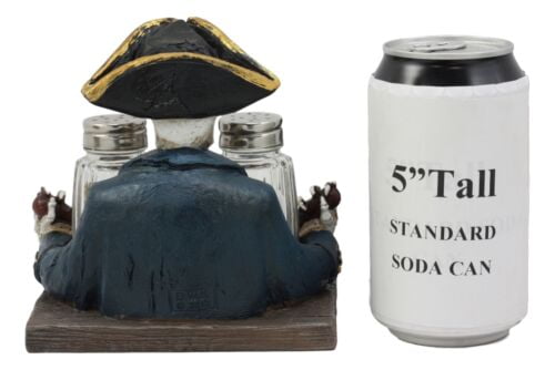 Pirate Captain Skeleton Steering Wheel Salt And Pepper Shaker Holder Statue Set