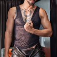thumbnail image 4 of QSAWXQZ Men's Mesh Tank Top Crew Neck Sleeveless Sheer Net Shirt Casual Layer for Party Free Size, 4 of 7