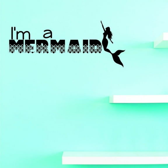 Custom Decals Im A Mermaid Wall Art Size: 10 X 20 Inches Color: Black