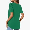 thumbnail image 6 of Wiyuqeen Womens Chest Pleated Tunic Tops Summer Short Puff Sleeve T-Shirts Casual Solid Color Blouses Basic Elegant Loose Fitted Crew Neck Tees, 6 of 7