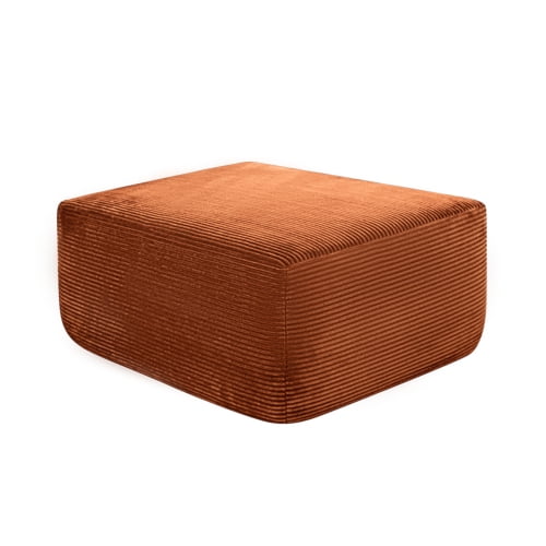 Howcool Oversized Corduroy Ottoman Bench for Living Room, Rectangle Plush Footrest Pouf, Extra Seating & Coffee Table for Sofa, Compressed Memory Foam, No Assembly Required, Orange