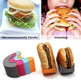 thumbnail image 3 of 4 piezas de hamburguesas de silicona para hamburguesas, revestimiento antiadherente fijo, forma de hamburguesa para barbacoa, hamburguesa sanitaria, soporte para hamburguesas de silicona, caja para s TUNC Sencillez, 3 of 5