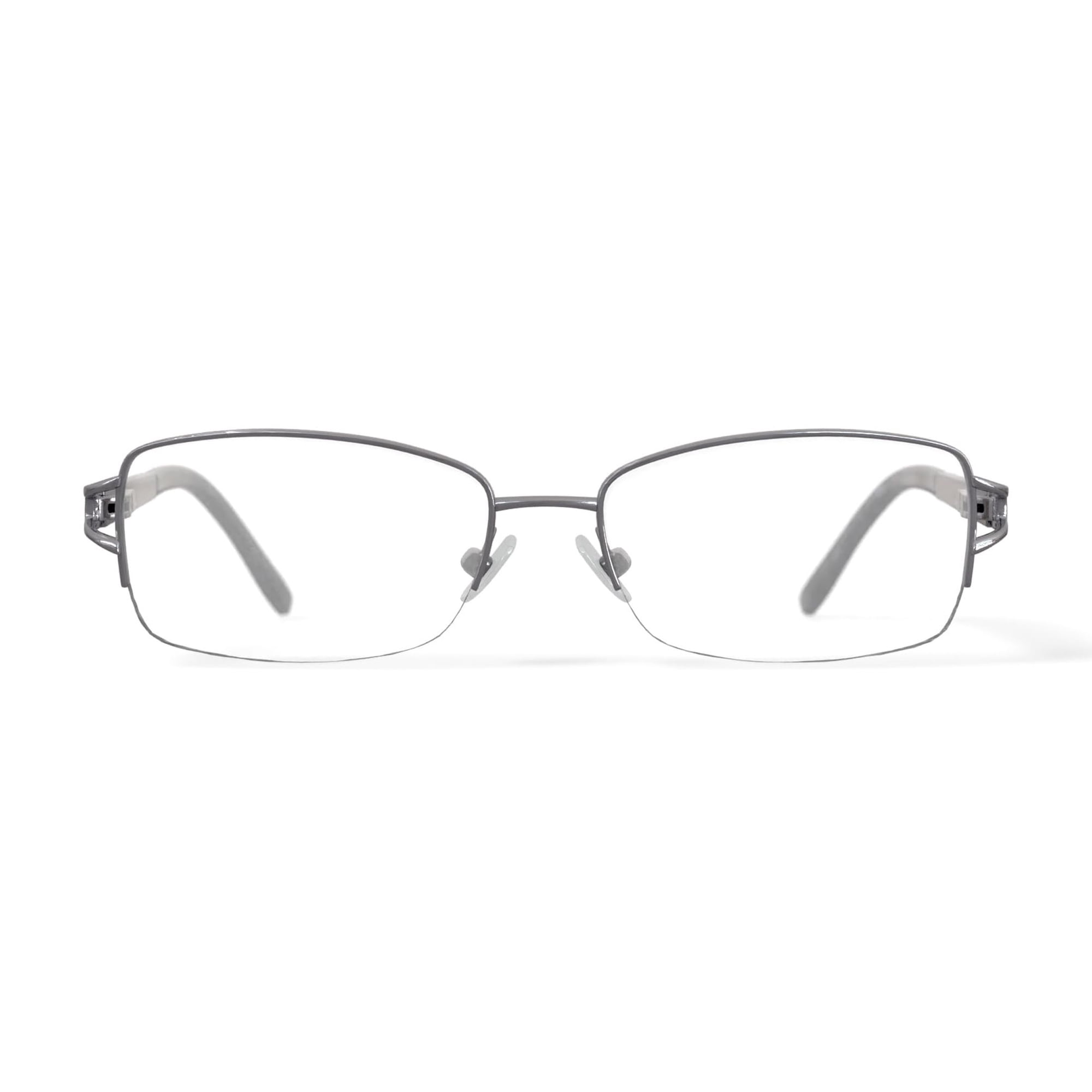 Luxe Women's WLO453 Rectangular Prescription Eyeglasses with Case, Shiny Silver