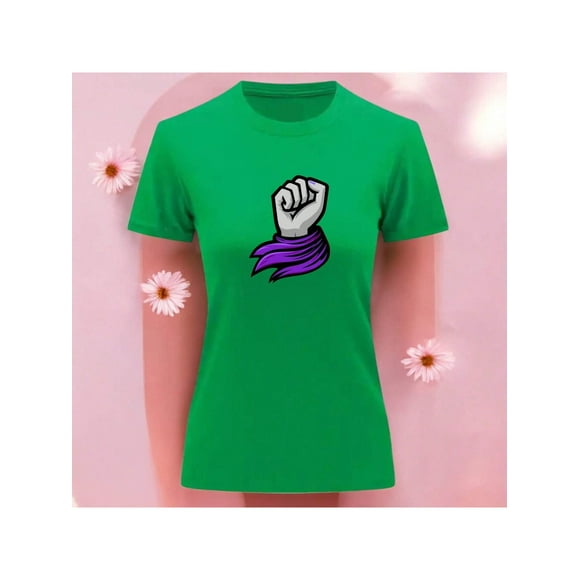 Playera Blusa De Puño Levantado Con Un Pañuelo Dia De La Mujer Color Verde Talla Grande Marca Emil SaEs