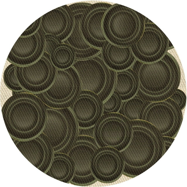 Ahgly Company Tapis Rond Lavable en Machine Intérieur Transitionnel Gris Minuit, 3 Pieds Rond