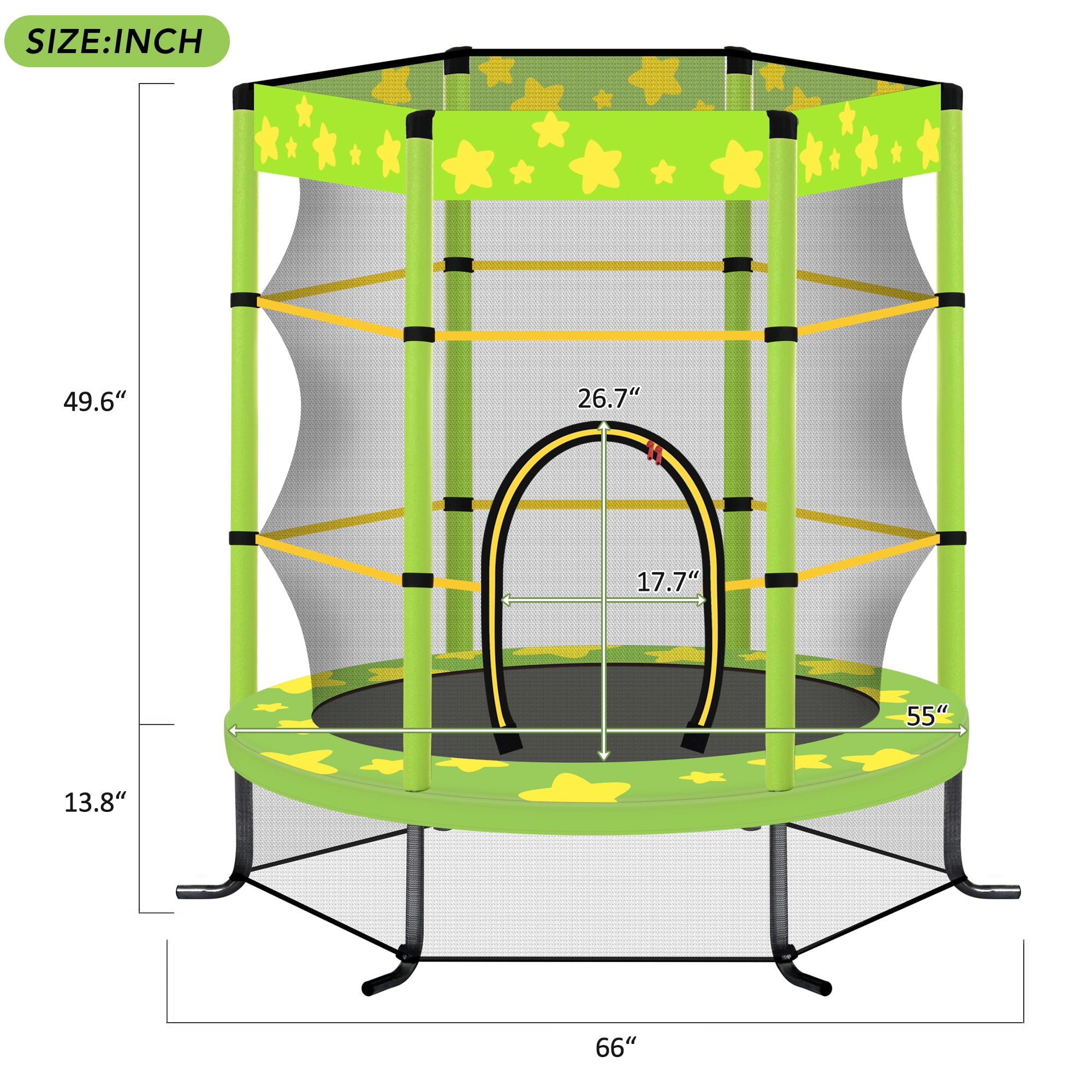 55" Mini Trampoline for Kids, Toddlers Trampoline with Enclosure Net, SEGMART Indoor & Outdoor Recreational Trampolines with No-Gap Design, Birthday Gifts for Boys and Girls Age 3 Months and Up