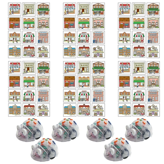 6 Blue Bot Coding Robot See & Say Version with 6 3D Community Construction Kit Bundle | Educational STEM Programming Classroom Teaching Robotics