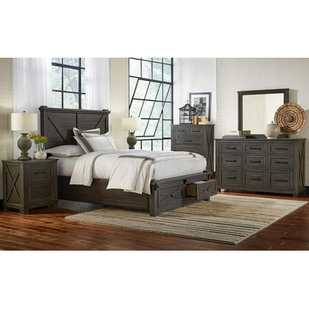 Queen W Storage Footboard Bedroom Set 5p Charcoal Suvcl5091 A America Sun Valley