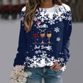 thumbnail image 3 of Gibobby Sudadera sin capucha y ocio para mujer, holgado a la moda, informal de casa con estampado navideño para mujer, atlético y Y2K (Azul, XL), 3 of 4