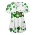 thumbnail image 3 of T-shirt à Manches Courtes Col en V pour Femmes, Uniforme de Soins Infirmiers, Imprimé Trèfle Vert, Uniforme de Soins de Santé pour la Saint-Patrick, 3 of 7