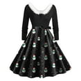 thumbnail image 5 of Drie Snowflake Dress for Women Women's Christmas Dresses Plus Size Furry V-Neck Audrey Hepburn Swing Dress Xmas Printed Evening Prom Dresses Black,XL, 5 of 5