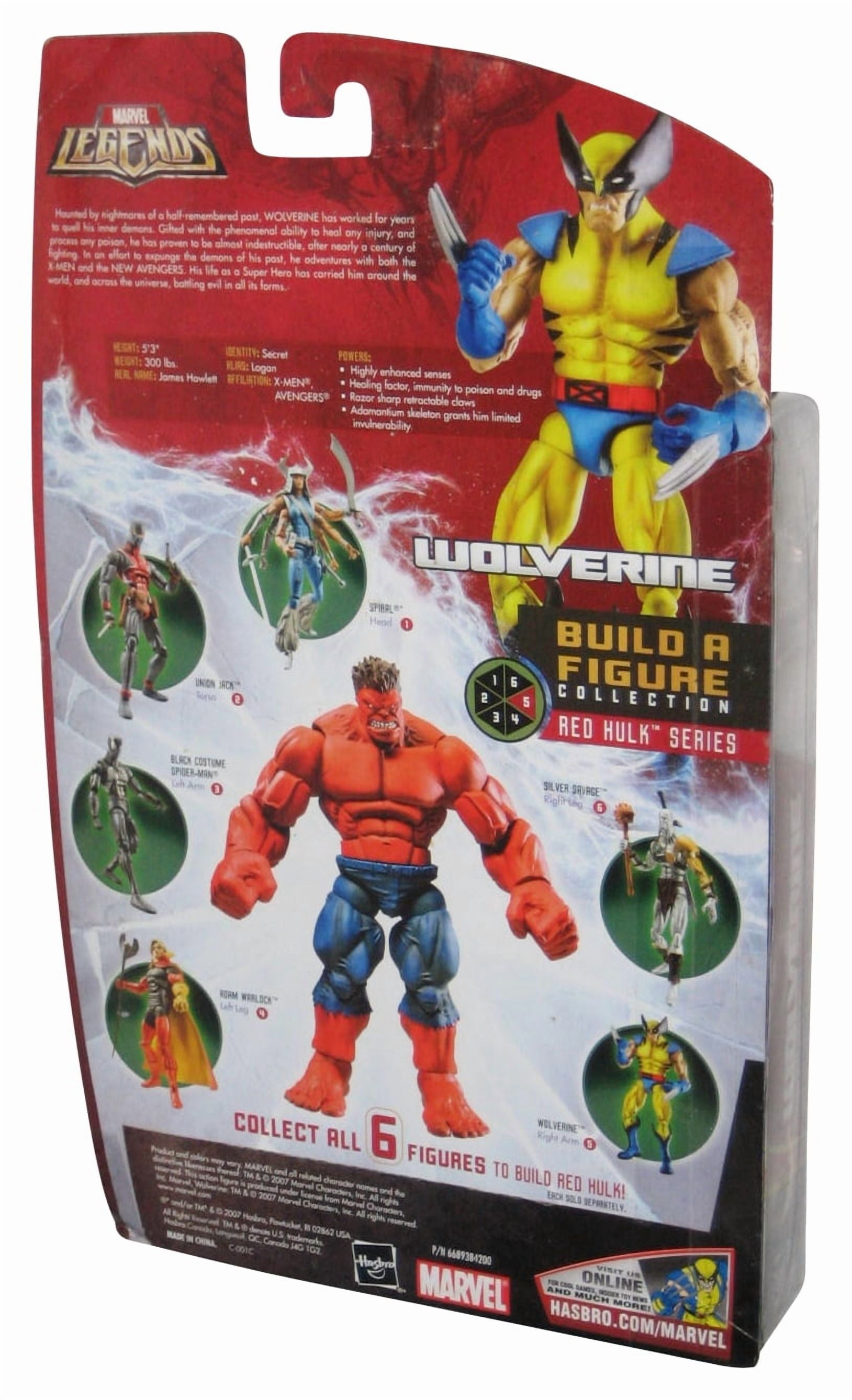 Marvel Legends Build A Figure Collection Red Hulk Series 6 Inch Tall Action Figure - Variant Wolverine in Black Costume Plus Red Hulk's Right Arm
