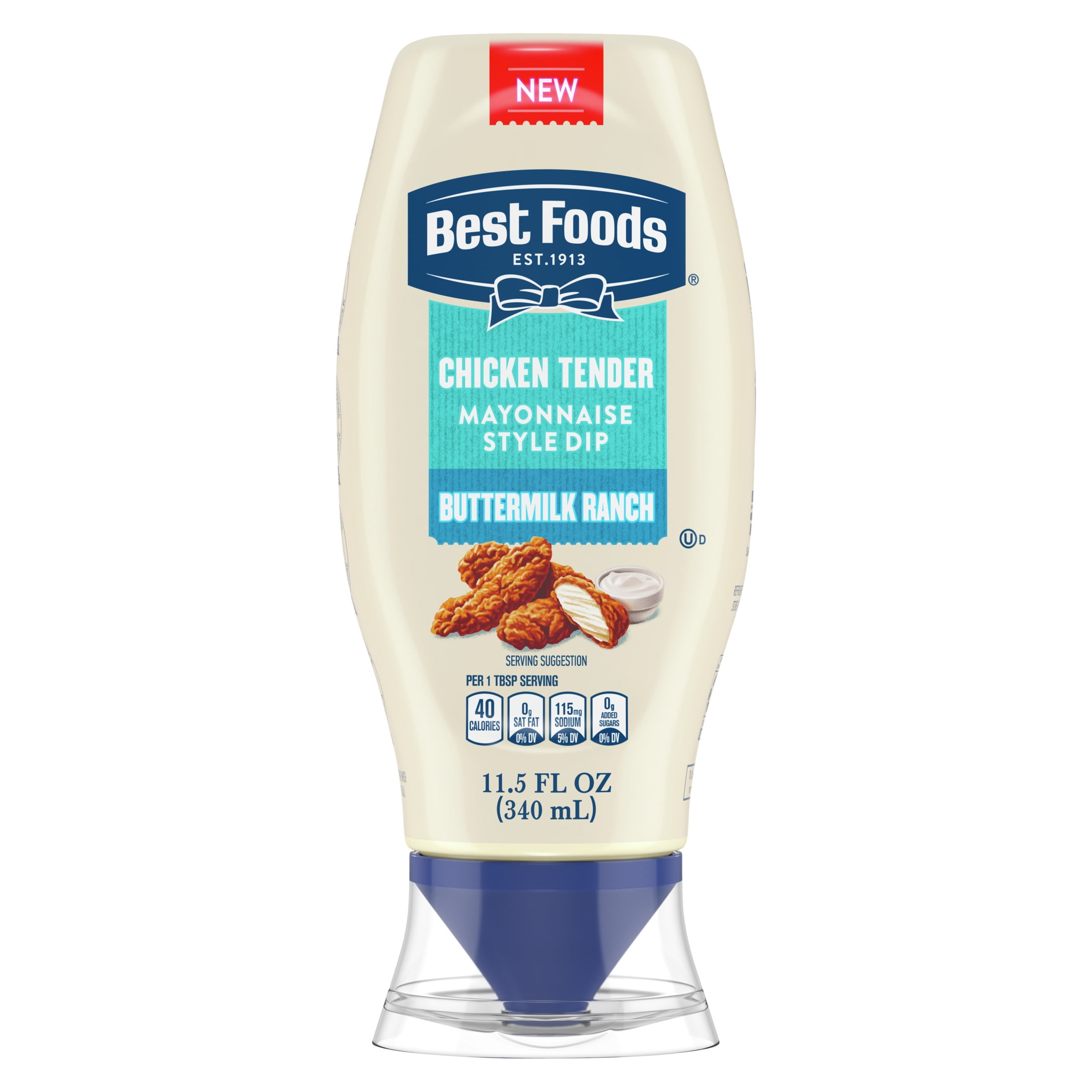(8 pack) Best Foods Buttermilk Ranch Chicken Tender Mayonnaise Style Dipping Sauce, 11.5 fl oz Squeeze Bottle