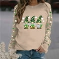 thumbnail image 4 of St Patricks Day Sweatshirt Women, Long Sleeve Crewneck Womens Pullover Holiday Tops Lucky Shamrock Raglan Shirts (M, Khaki 02), 4 of 5