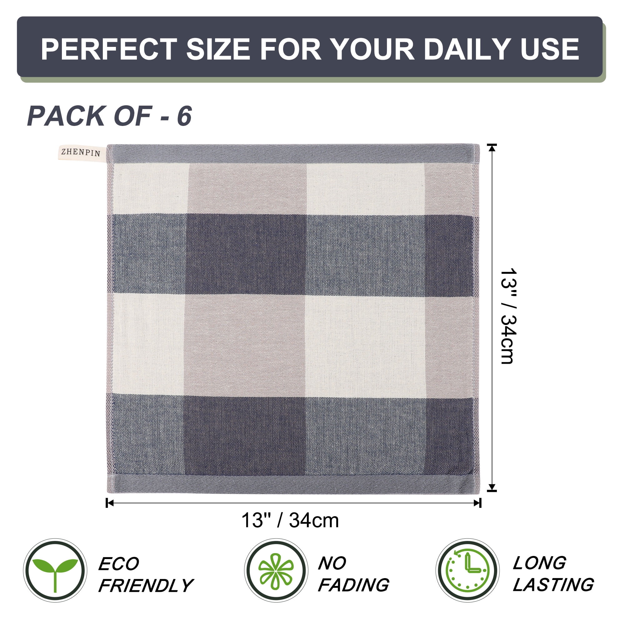 Unique Bargains 6Pcs Cotton Kitchen Tea Towel Sets Blue