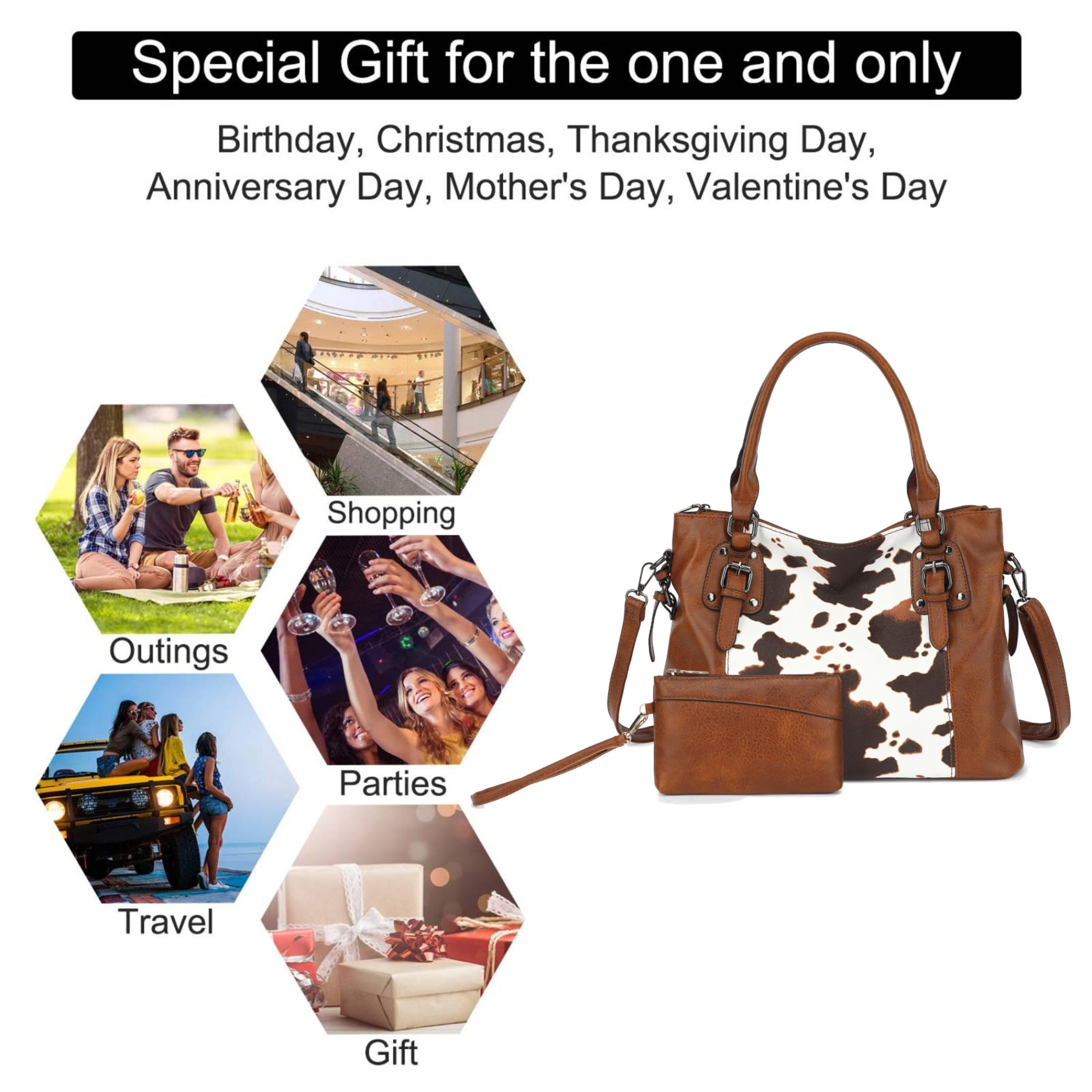Handbags Bags for Women Pu Leather Tote Purse Crossbody Bag with Pockets Top Handle Shoulder Satchel Bags for Ladies 2PC