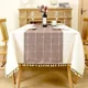 thumbnail image 3 of Mantel Rectangular resistente a las arrugas, impermeable, lavable, cubierta de mesa de granja con borlas, 3 of 5