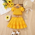 thumbnail image 2 of CAUYDY Toddler Girl Clothes Baby Summer Outfits Sleeveless Halter Top Ruffle Short Set Cute Kids Clothes Girls Spring Summer Clothes Set (Sizes 2-3 Years,H03-Yellow), 2 of 9