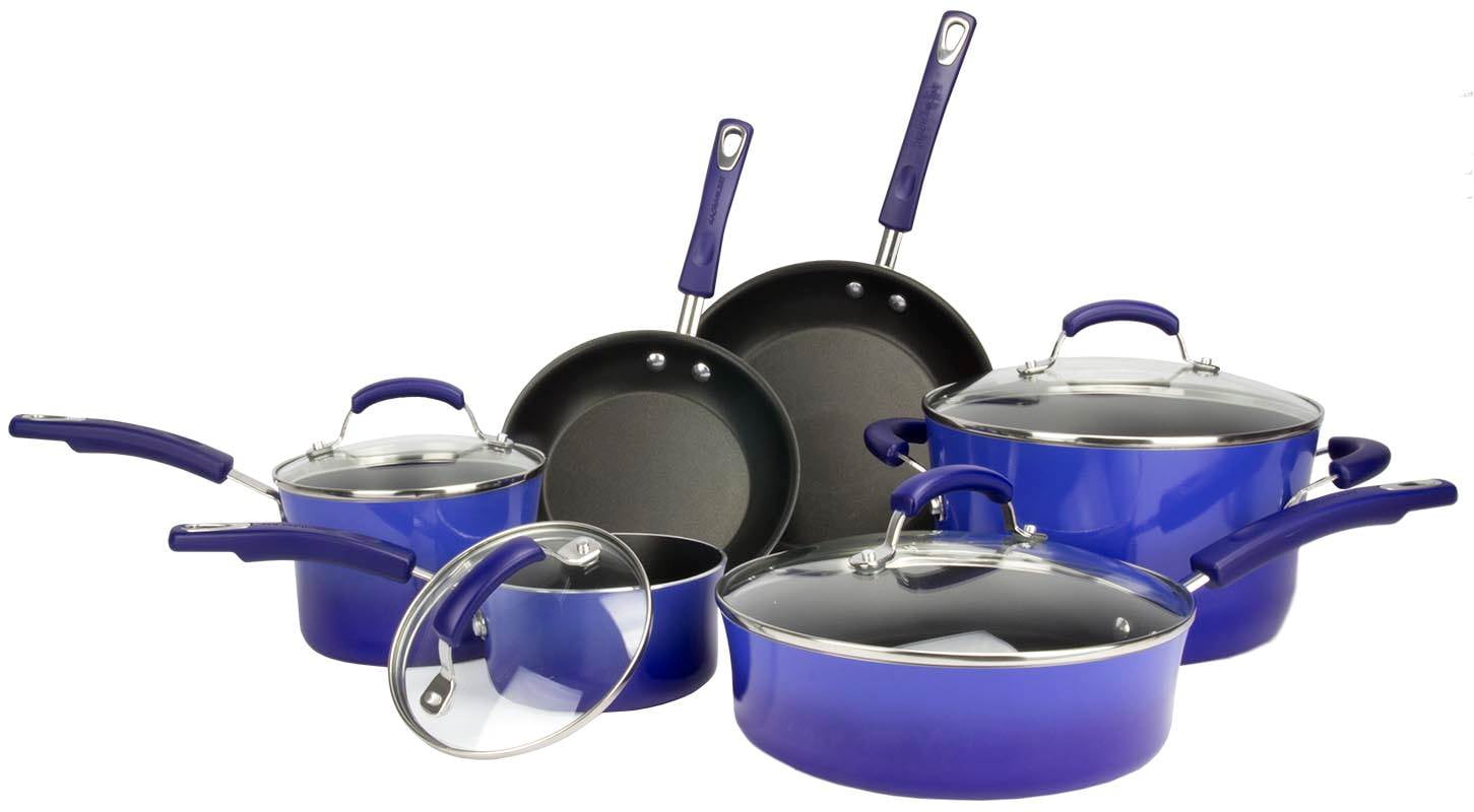 Rachael Ray 10Piece Kitchen NonStick Hard Enamel Cookware Set Pots