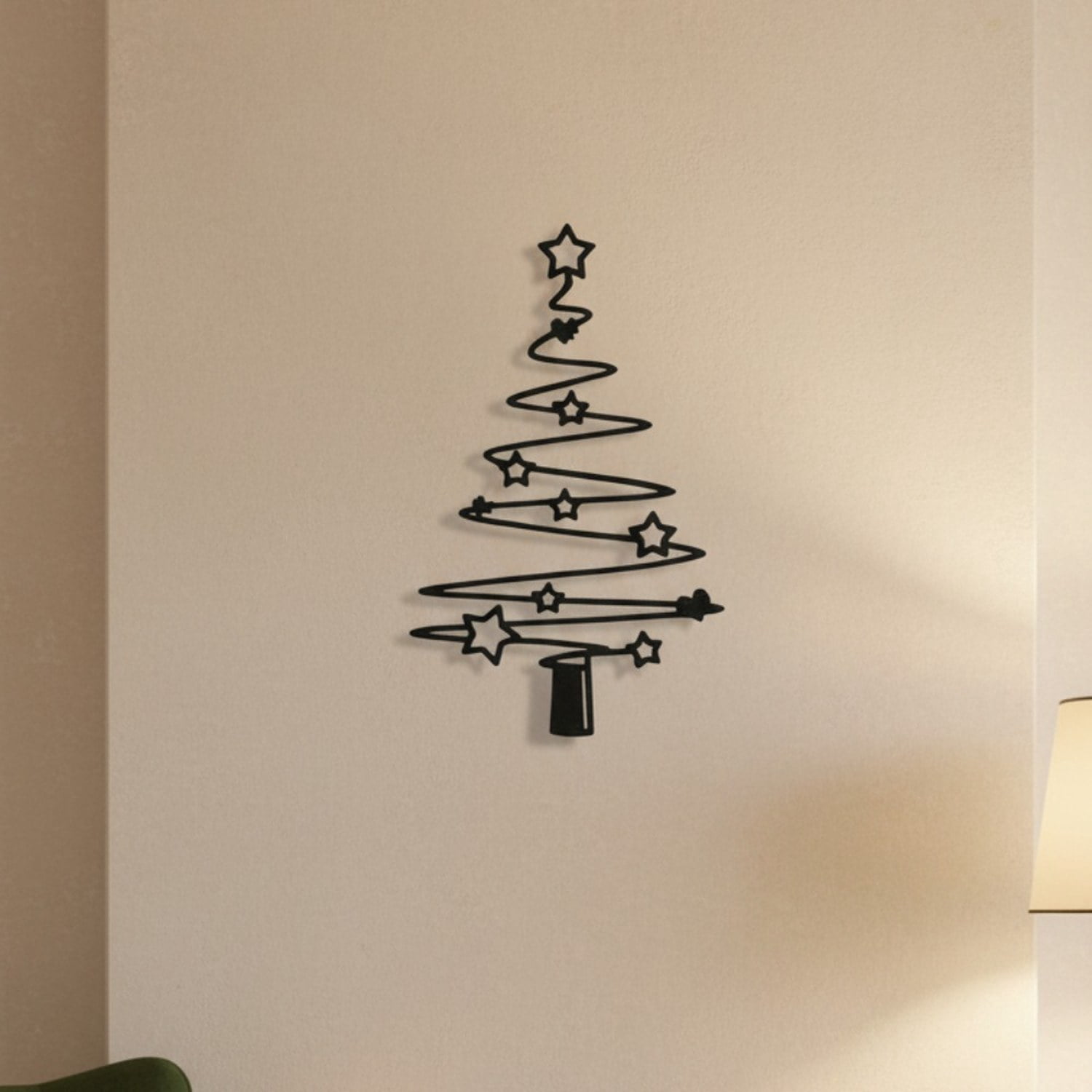 Rustic Metal Christmas Tree Wall Decor, Rust-Resistant Holiday Sign for Indoor and Outdoor Use, Farmhouse Style Winter Accent for Patio, Garden, Living Room