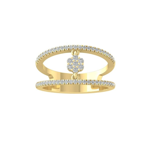 ARAIYA FINE JEWELRY 10K Yellow Gold Round Cluster Lab Grown Diamond Engagement Ring (1/3 cttw, VS Clarity, D-F Color) Size 8.5