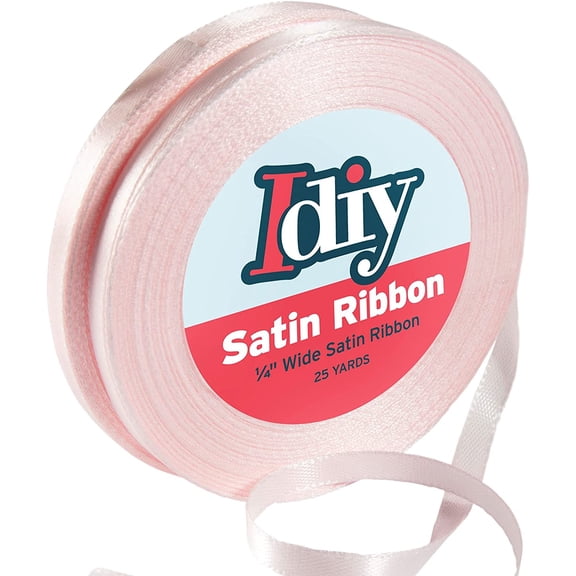 Idiy Satin Ribbon - .1/4, 50 Yards (Baby Pink) - Great for DIY Crafts, Gift Wrapping, Wedding Decorations, Sewing Projects, Party, Decorative Embellishments, Hair Bows, Baby Showers, and More!