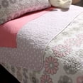 thumbnail image 4 of Cozy Line Home Fashions Inc Lola Pink Floral Cotton Quilt Bedding Set Queen 3 Piece, 4 of 5