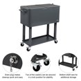 thumbnail image 4 of THOWDEE 80 Quart Rolling Cooler Cart on Wheels, Outdoor Kitchen Cooling Bins Ice Chest with Open Shelf, Bottle Opener, Bar Drink Cooler, Beverage for Patio Pool Party, Dark Grey, 4 of 9