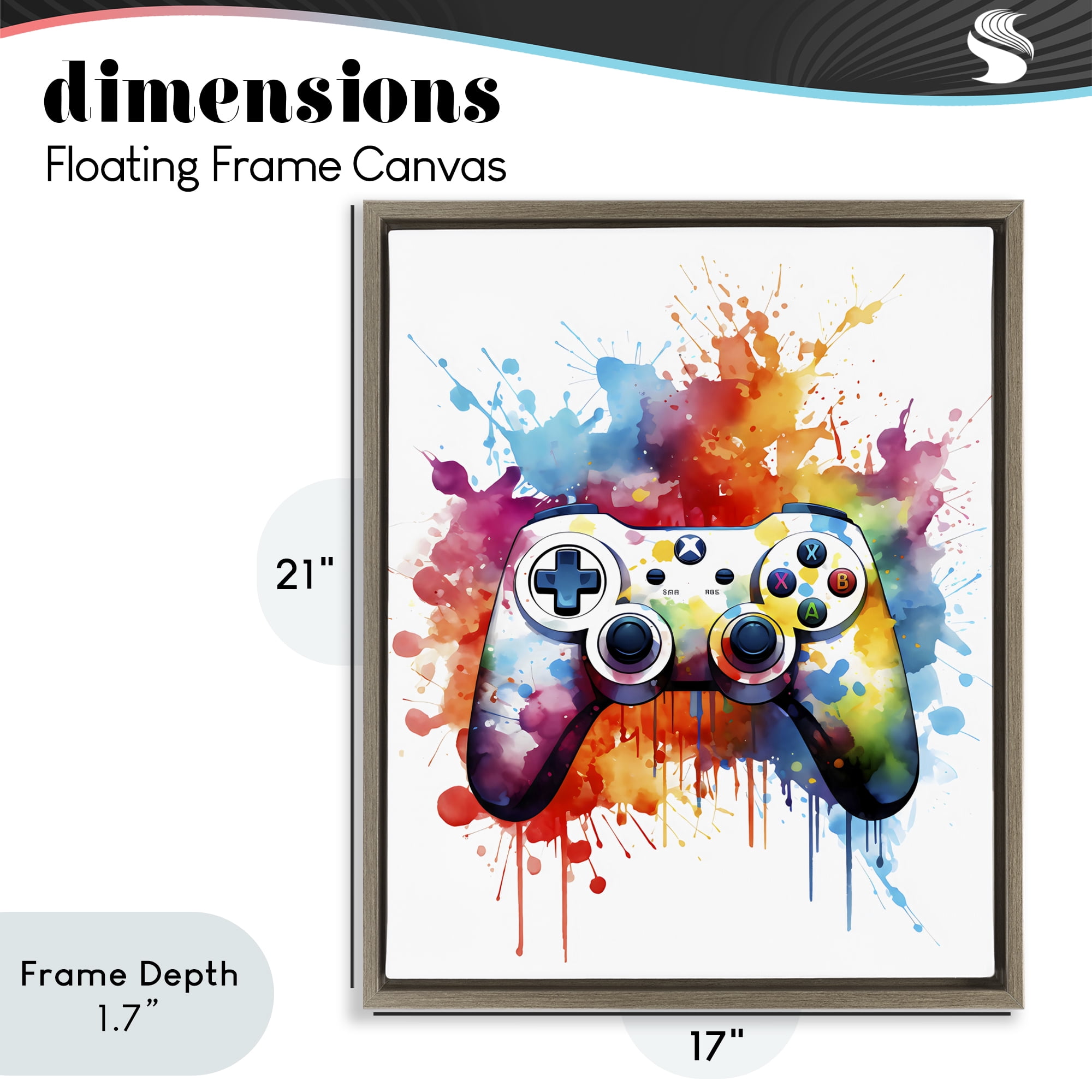 Stupell Industries Color Burst Game Controller Brown Framed Floater Canvas Wall Art, design by Creative Studio