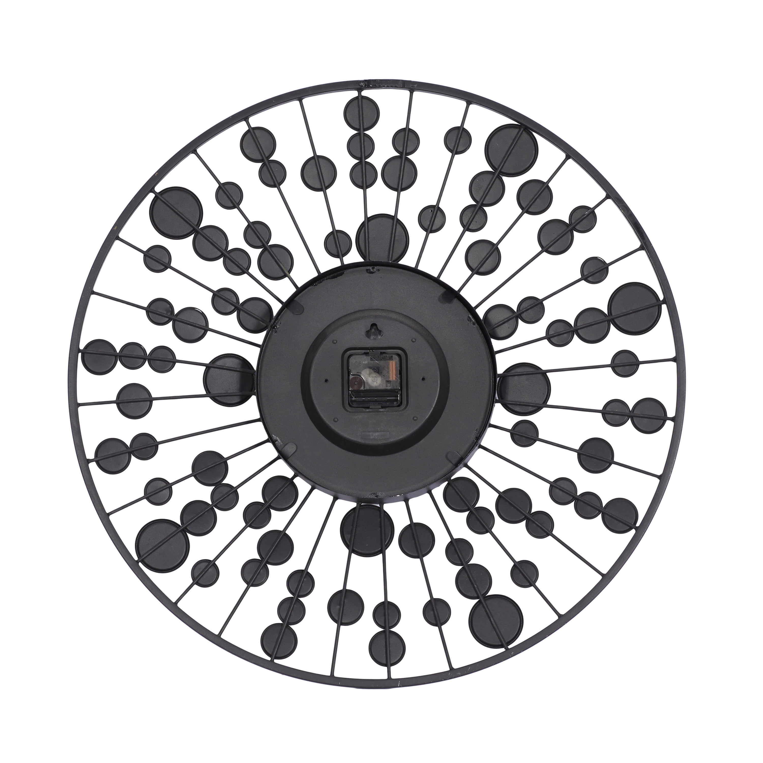 DecMode 26" Black Metal Starburst Radial Wall Clock with Mirrored Accents