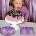 thumbnail image 6 of ZEN 40 PCS Purple Birthday Decorations - Includes 20 Paper Plates and 20 Napkins Purple Silver Glitter Party Supplies for Girl Women’s 21st 30th 40th 50th 60th 70th 75th 80th Birthday,Serves 20, 6 of 12