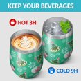 thumbnail image 4 of 12oz Stemless Wine Tumblers Green Christmas Snowman Pattern Vacuum Insulated Stainless Steel Travel Tumbler Cups Mug with Lid and Straw for Champaign,Cocktail,Beer with Cleaning Brush, 4 of 5