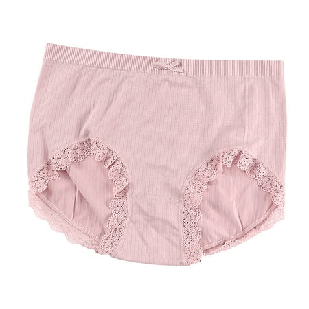 

Hesxuno Sexy Lace Panties Ladies Sexy Lace Trim Panties Mid-Waist Briefs Double Crotch Panties