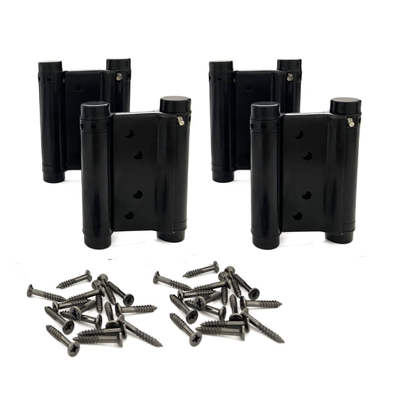 2 Paires (4 Pcs) Charnière à Ressort Double Action 3 Pouces en Acier Inoxydable pour Café Salon Porte Balançoire Fermeture Automatique Noir avec Vis