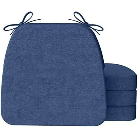 

D-Shaped Chair Cushions For Dining Chairs With Ties And Removable Cover 2 Thick Dining Kitchen Chair Pads Indoor Dining Room Chair Cushions 17 X 16 Set Of 4 Dark Grey Blue 2 Count(Pack Of 1)