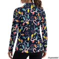 thumbnail image 3 of Xoenoiee Christmas Candy Bulb Star Print Women's Long Sleeve Golf Polo Shirts Xmas Moisture-Wicking UPF 50+ Sun Protection V Neck Tennis Pickleball Shirts Casual Tops Pullover for Ladies, Size L, 3 of 7
